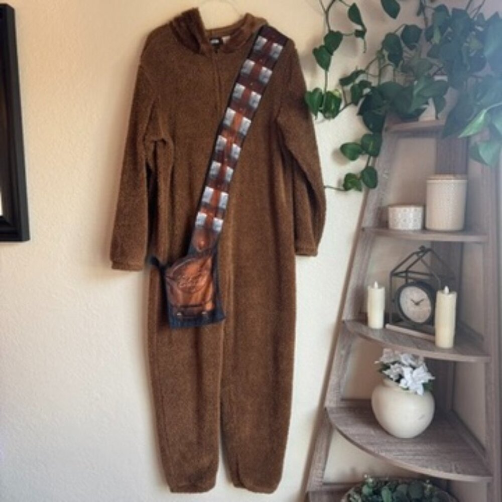 Star Wars Chewbacca Sherpa Onesie Costume | Adult | Brown | Zip Front